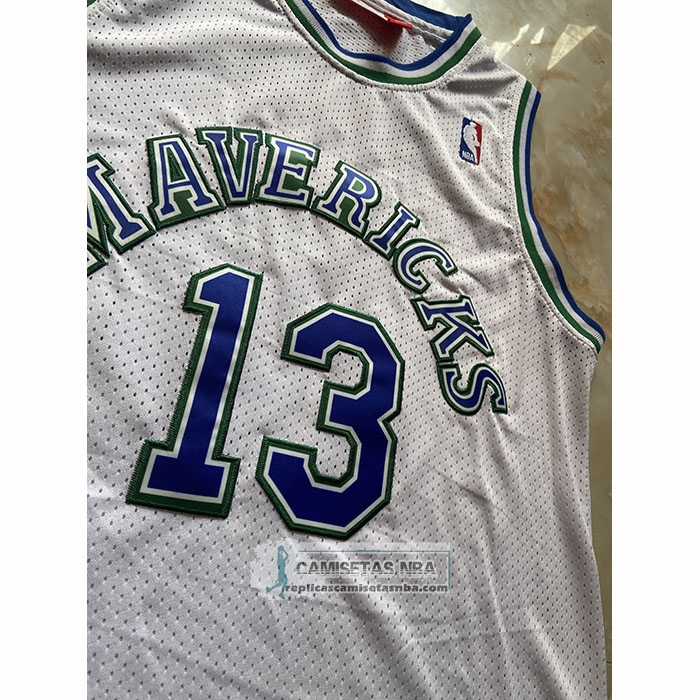 Camiseta Dallas Mavericks Steve Nash NO 13 Mitchell & Ness 1994-95 Blanco